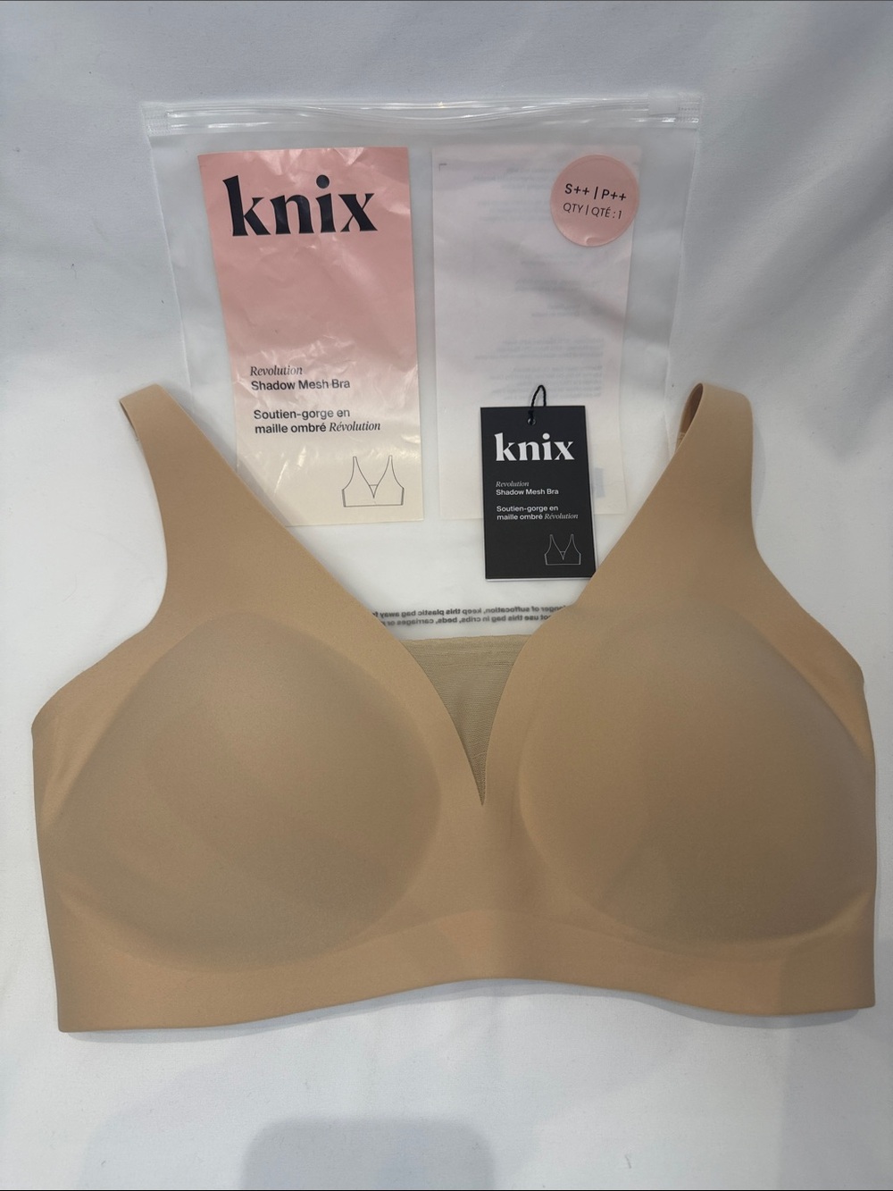 knix Revolution Shadow Mesh Bra - Warm Sand - S++